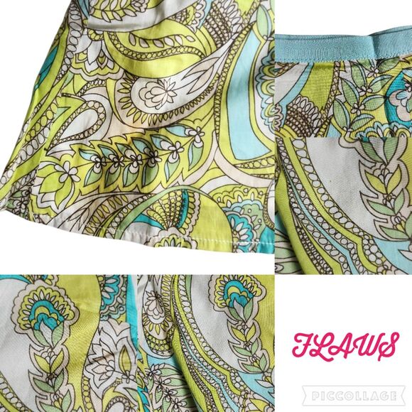 GAP Blue Green Paisley A line Boho Midi Skirt 10 REG - Picture 6 of 9